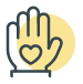 Icon of a hand with a heart inside the palm