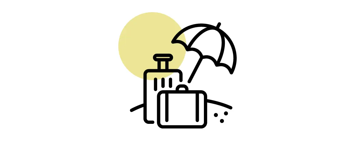 Icon of an umbrella and brief case