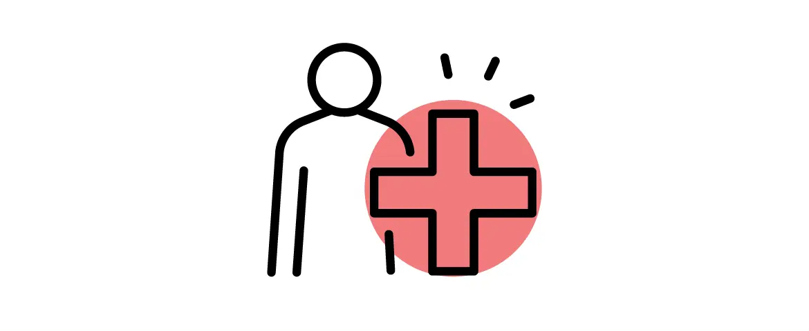 Icon of a person with red cross symbol